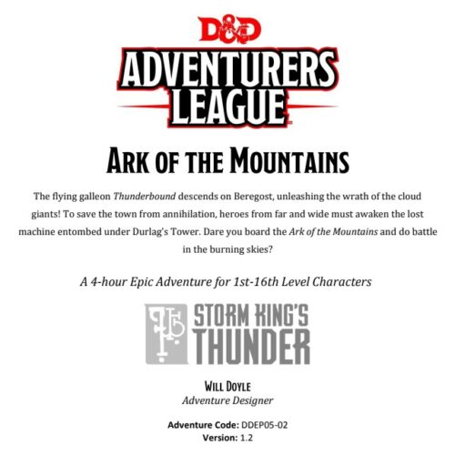 [DDEP05-02] Ark of The Mountains [T1] EN